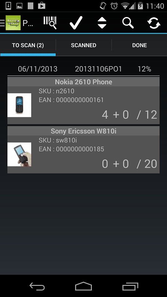 ERP for Androïd app screen 6