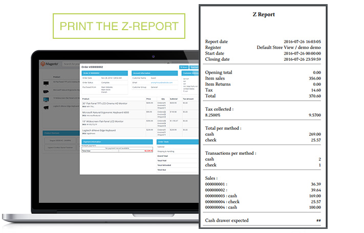 Screen pos Point of Sales M1 Z-Report