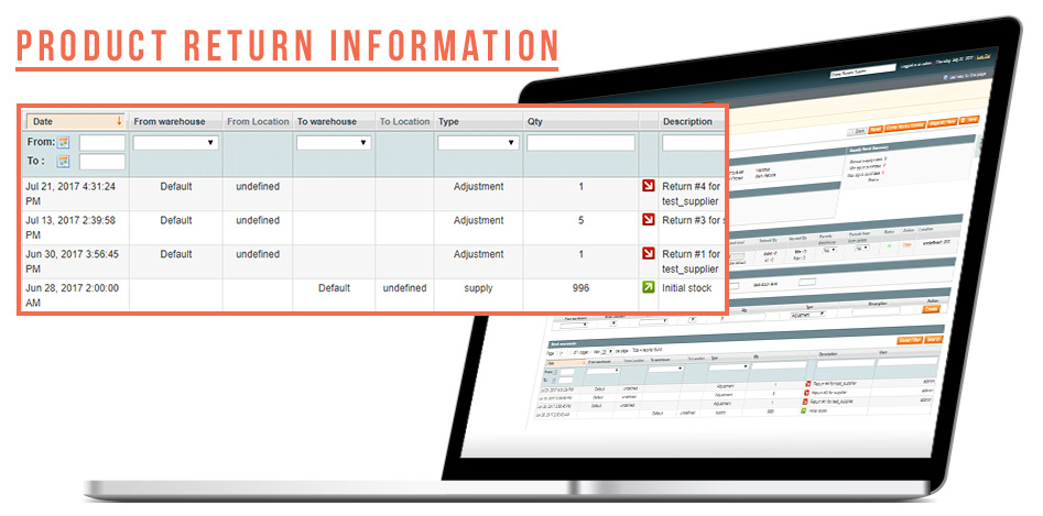 supplier return magento return to vendor information